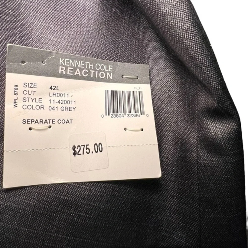 KENNETH COLE REACTION DARK GRAY 42 LONG SUIT SEPARATE COAT NWT $275 Professional
